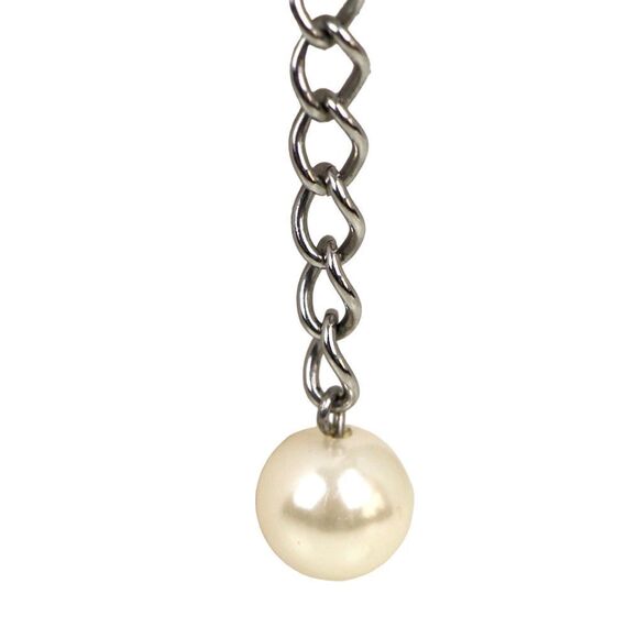 BLACK FABRIC RHINESTONE FAUX PEARL 3/4"Wd DRESS WOMEN BELT ADJUSTABLE Size (E98 - Picture 3 of 12